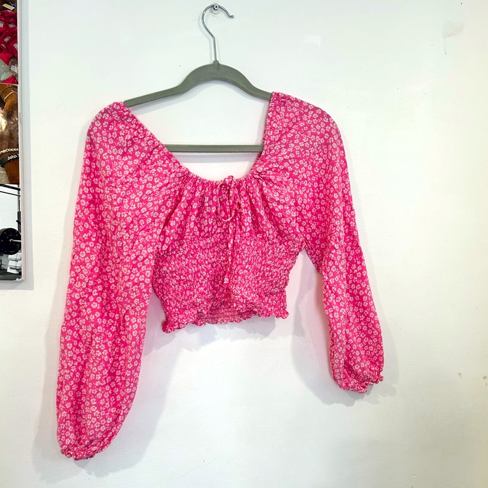 H&M Pink Floral Crop Top